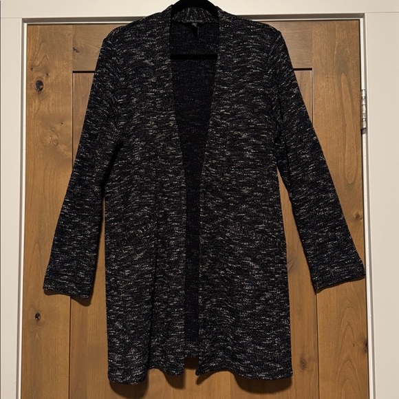 Eileen Fisher Sweaters - EILEEN FISHER Micro Tweed Open Front Cardigan Jacket Womens PL Marble Blk/white